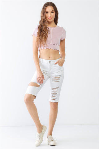 Distressed Bermuda Denim Shorts