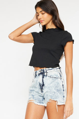 Kancan Distressed High Waist Denim Shorts