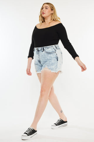 Kancan Distressed High Waist Denim Shorts