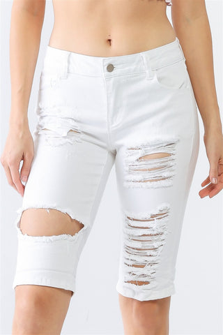 Distressed Bermuda Denim Shorts