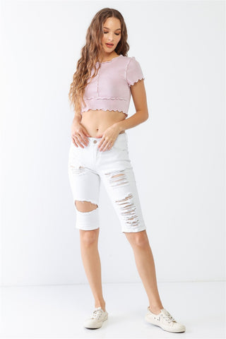 Distressed Bermuda Denim Shorts