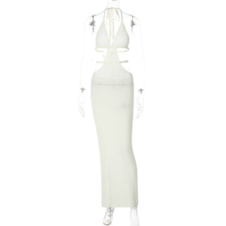 Backless See Through Halter Dress