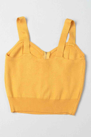 Zip-Up Cutout Sleeveless Knit Top