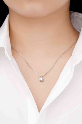 Moissanite Pendant Platinum-Plated Necklace